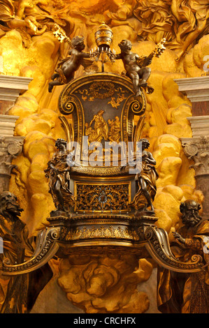 Cathedra Petri, Chair of Saint Peter by Bernini in the apse of St. Peter's Basilica, Vatican City, Rome, Lazio region, Italy Stock Photo