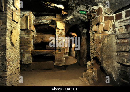 Corridor with grave niches in the Catacombs of San Sebastiano, Via Appia Antica, Rome, Lazio, Italy, Europe Stock Photo