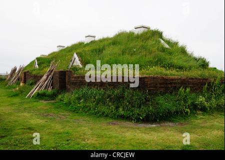 First Viking settlement on the American mainland, about 1000 years old, L'Anse aux Meadows, Newfoundland, Canada, North America Stock Photo