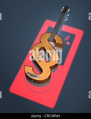 Musical instrument shaped like a double S or sectional symbol, illustration, symbolic image of the legal implications of music Stock Photo