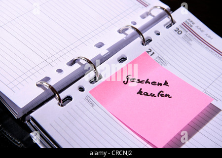 appointment book 'buy gift', Germany Stock Photo