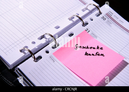appointment book 'buy  gifts', Germany Stock Photo