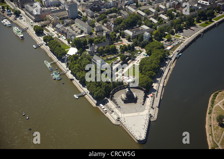 Aerial view, Deutsches Eck, German Corner, amidst the site of the Bundesgartenschau, Federal Garden Show, BUGA 2011, Koblenz Stock Photo