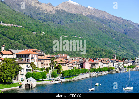 Views from Cannobio,Pino lago Maggiore,Point of the lake with Alps in Back Ground, Lake Maggiore,Italian lakes,Italy Stock Photo