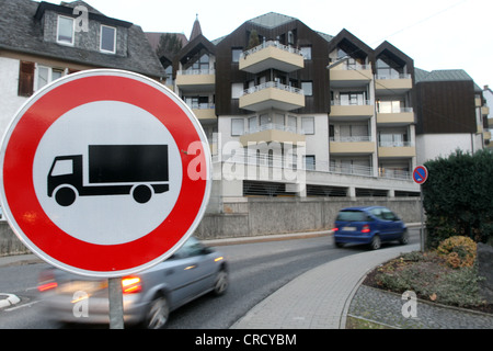 Road blocked for trucks, traffic sign, Vallendar, Rhineland-Palatinate, Germany, Europe Stock Photo