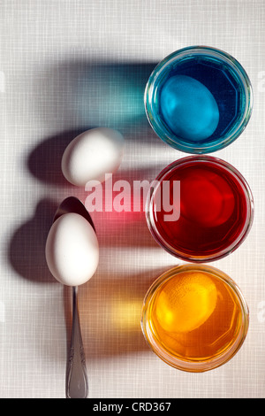 Easter eggs are being colored Stock Photo
