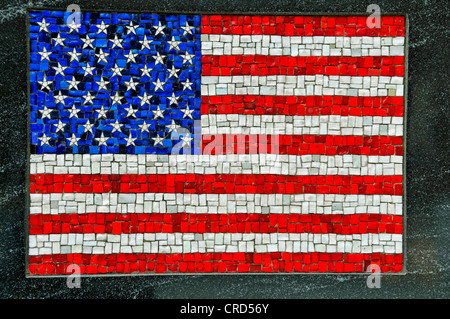 mosaic flagg of the USA as a monument in the Financial District - monument of the Universal Soldier, USA, New York City, Manhattan Stock Photo