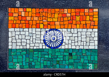 flagg of India as a mosaic in the Financial District - monument of the Universal Soldier, USA, New York City, Manhattan Stock Photo