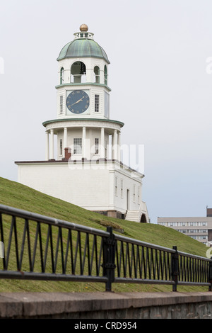 Halifax Town clock tower at the citadel. Old Town Clock on Halifax's Citadel Hill. Landmark in downtown Halifax. Stock Photo