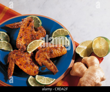 Spicy chicken wings, Caribbean. Stock Photo