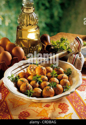 Deep-fried cheese balls, Hungary. Stock Photo