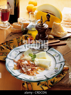 Melon with Parma ham, Italy. Stock Photo