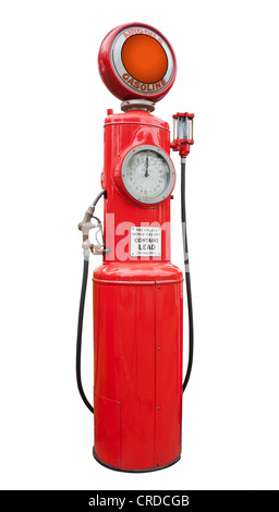 Antique gas pump on white , isolated Stock Photo