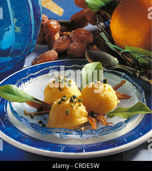 Persian orange ice cream dessert, Iran. Stock Photo