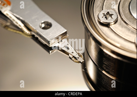 Actuator arm and head of a computer hard drive Stock Photo