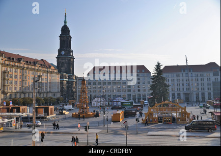 Striezelmarkt Christmas market is being set up, Altmarkt square in Dresden, Saxony, Germany, Europe Stock Photo
