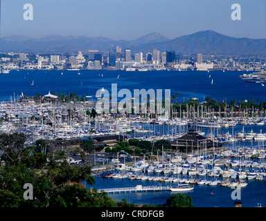 SAN DIEGO SKYLINE LOOKING ACROSS SHELTER ISLAND / CALIFORNIA Stock Photo