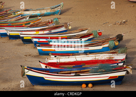 boats at the beach, Cap Verde Islands, Cabo Verde, Tarrafal Stock Photo