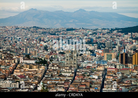 View from El Panecillo over Quito with the historic town centre in the foreground, Quito, Ecuador, South America Stock Photo