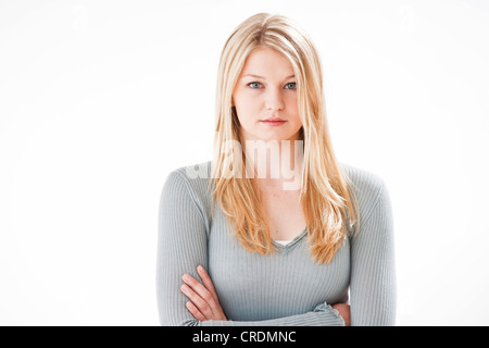 Long-haired blonde young woman, portrait Stock Photo