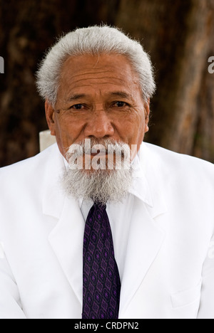 elderly church goer at avarua cook islands christian church rarotonga cook islands Stock Photo