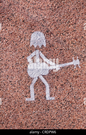 Guitarist, stencil graffiti on the wall of a building, Riga, Latvia, Europe Stock Photo