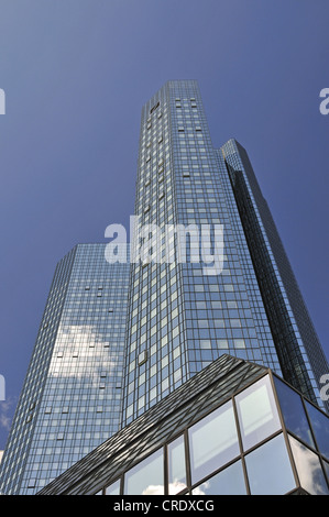 High-rise building, headquarters of Deutsche Bank, financial district, Frankfurt am Main, Hesse, Germany, Europe, PublicGround Stock Photo