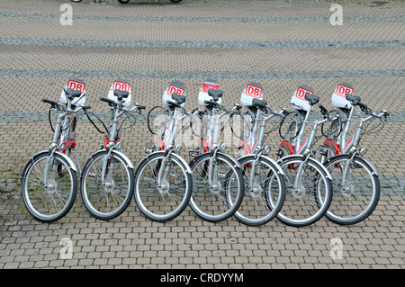 German Rinding Bycicles Deutsche Bahn, German Rail, rental bicycles Stock Photo - Alamy