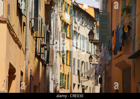 facades in old city of Nizza, France Stock Photo