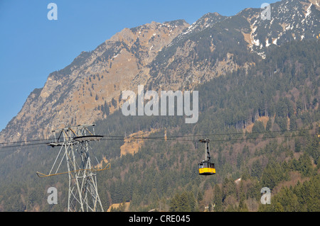 Cabin of the Nebelhornbahn cable car, Mt. Nebelhorn, Oberstdorf, Allgaeu Alps, Oberallgaeu, Bavaria, Germany, Europe Stock Photo