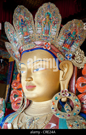 Tibetan Buddhism, portrait of Buddha, statue of the famous Buddha Maitreya, Buddha of the Future Stock Photo