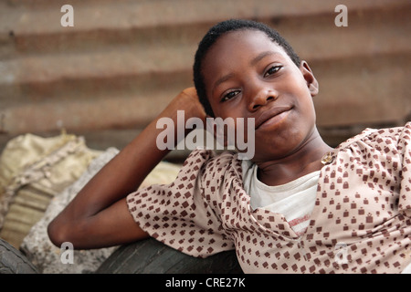 Portrait of a girl in the Point Four neighborhood of Monrovia, Montserrado county, Liberia on Thursday April 5, 2012.