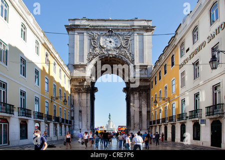 Arco da Rua Augusta Archway at the end of the pedestrian zone of Rua da Augusta in the historic district of Baixa in Lisbon Stock Photo
