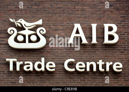 Trade Centre at the headquarters of the Allied Irish Bank, AIB, on the River Liffey in the financial district in Dublin, Ireland Stock Photo