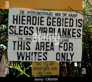 Old Apartheid sign on display at Evita se perron, Darling, Western Cape, South Africa Stock Photo