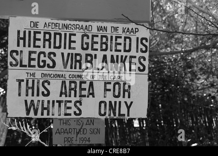 Old Apartheid sign on display at Evita se Perron, Darling, Western Cape, South Africa. Stock Photo