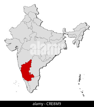 Political map of India with the several states where Karnataka is Stock ...