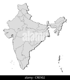 Political map of India with the several states. Stock Photo