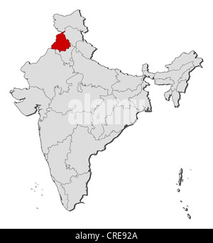 Political map of India with the several states where Punjab is Stock ...