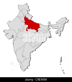 Political map of India with the several states where Uttar Pradesh is ...