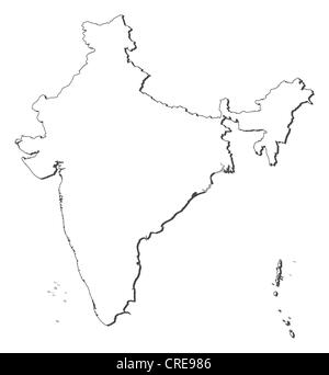 Political map of India with the several states. Stock Photo