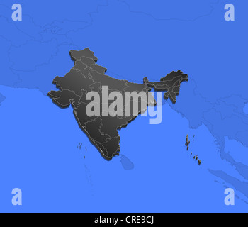 Political map of India with the several states. Stock Photo