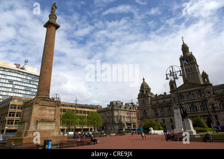 sir walter scott statue on column in george square glasgow scotland uk Stock Photo
