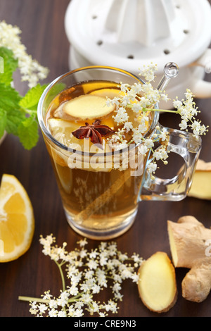 Refreshing Ginger ale lemonade with anise Stock Photo