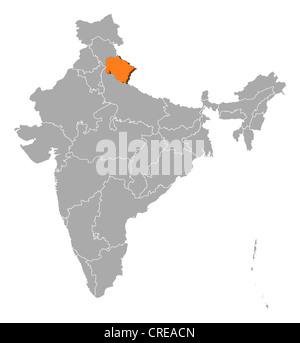 Political map of India with the several states where Uttarakhand is ...