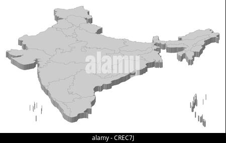 Political map of India with the several states. Stock Photo