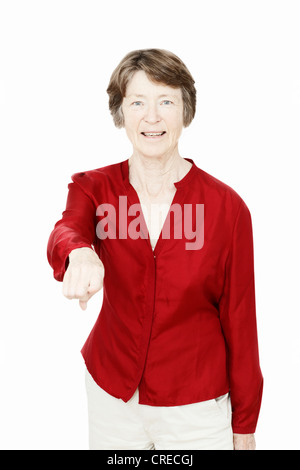 Portrait of senior woman (70's), Studio Shot. Stock Photo