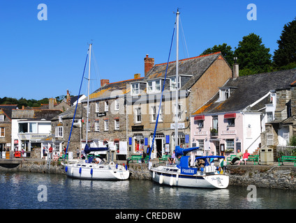 Yachts moored in the Harbour at Padstow, Cornwall, uk Stock Photo