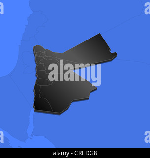 Political map of Jordan with the several governorats. Stock Photo