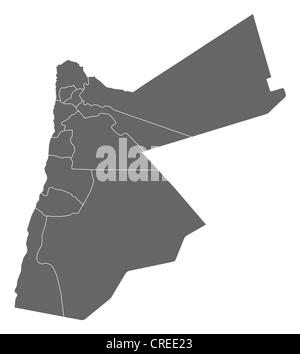 Political map of Jordan with the several governorats. Stock Photo